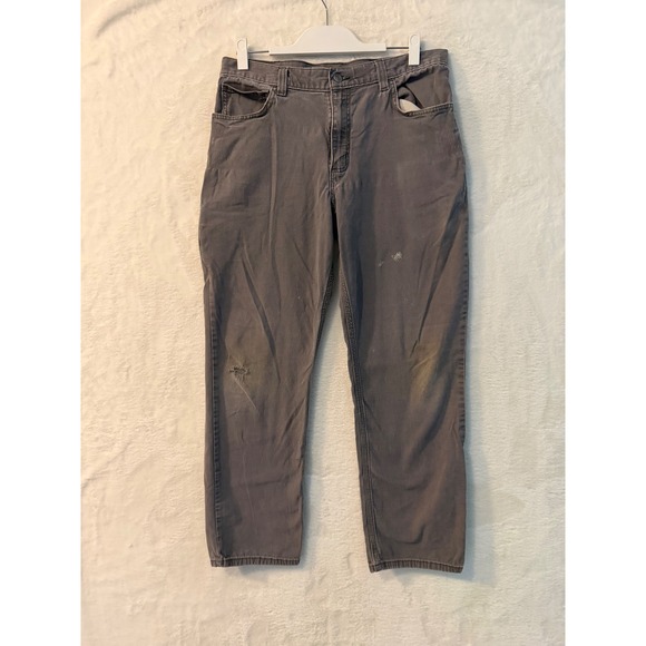 Carhartt Other - Carhartt Relaxed Fit Work Pants‎ Gray Canvas Carpenter Trousers 34x32 Distressed